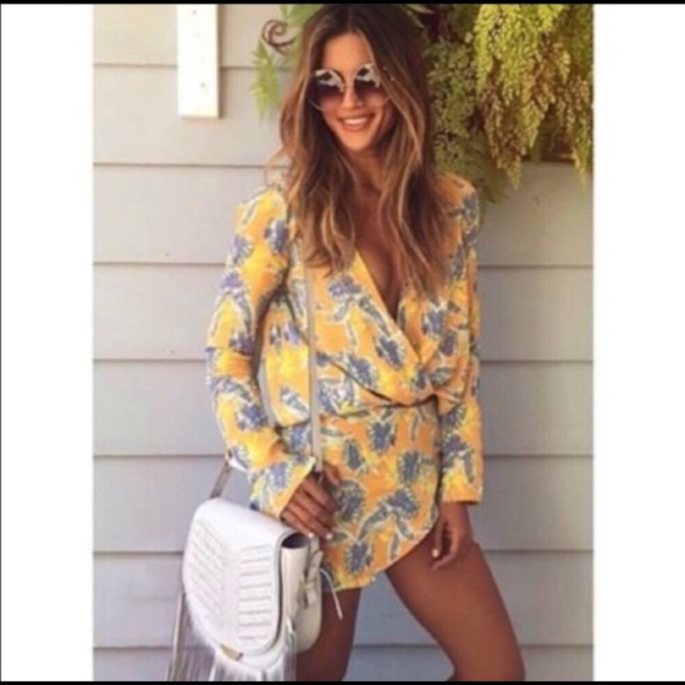 For Love And Lemons Yellow and Blue Blouse